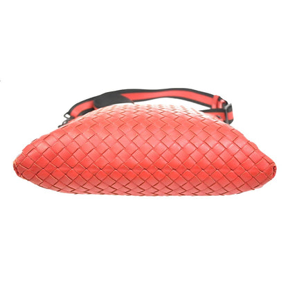 Bottega Veneta Flat Messenger Bag Intrecciato Nappa, Red, Leather, Shoulder Bag