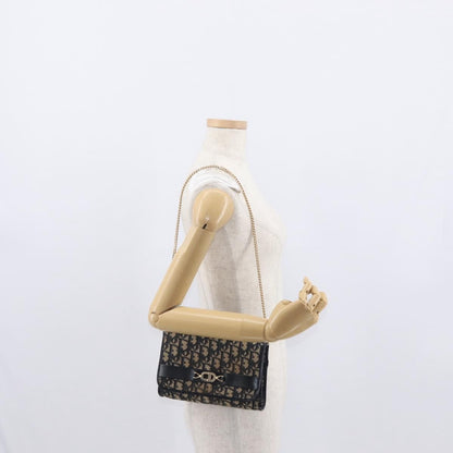 Christian Dior Vintage CD Chain Flap Shoulder Bag Diorissimo Canvas, NAVY, CANVAS, Shoulder bag