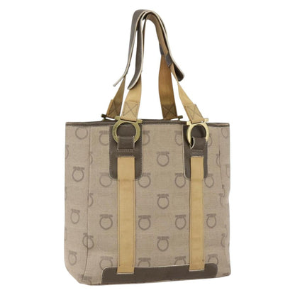 Salvatore Ferragamo Gancini handbag Canvas, BEIGE, CANVAS, Handbag