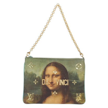 Louis Vuitton Pochette Clutch Limited Edition Jeff Koons Da Vinci Print Canvas, GREEN, PVC, Clutche & pouche