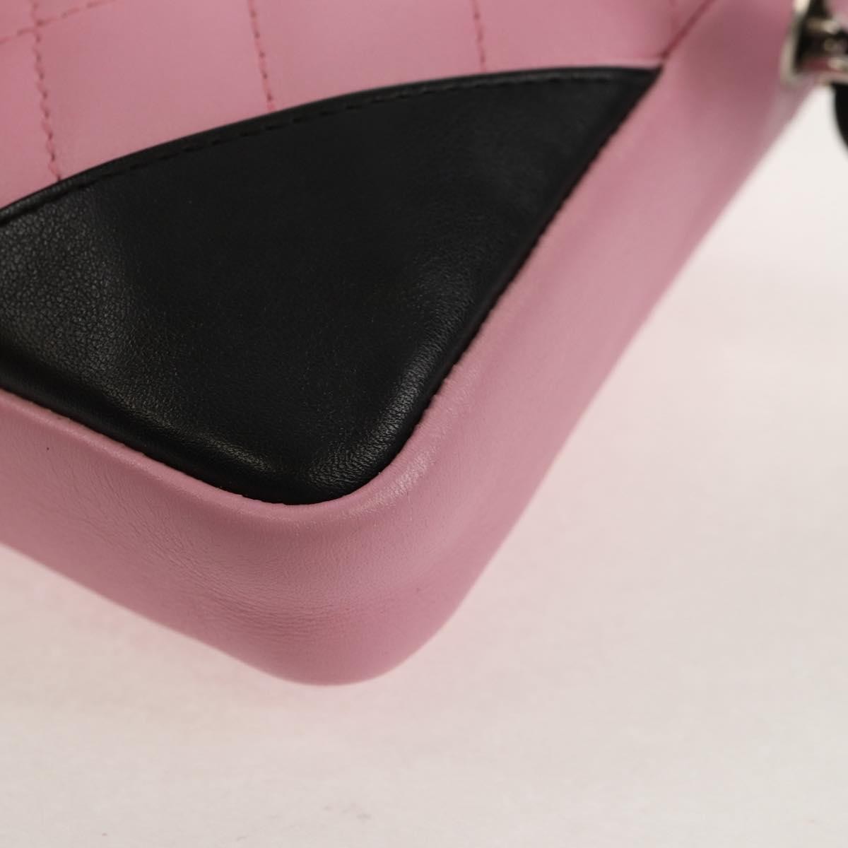 Chanel Cambon Zip Pouch Quilted Leather, PINK, LEATHER, Clutche & pouche