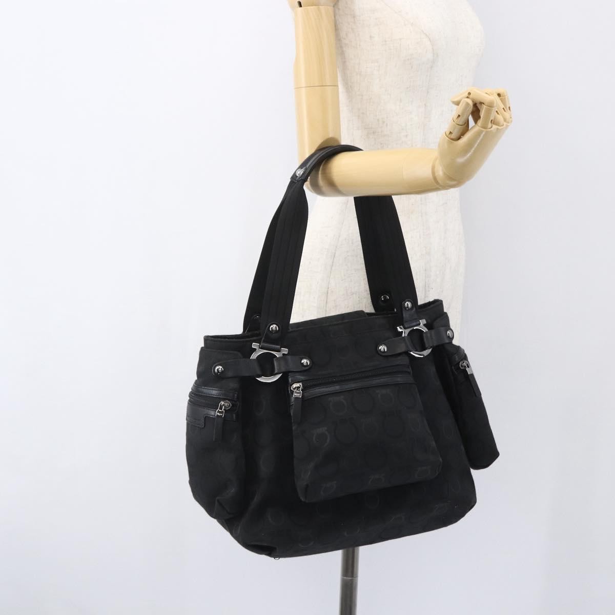 Salvatore Ferragamo Gancini Tote Nylon, Black, Nylon, Tote Bag