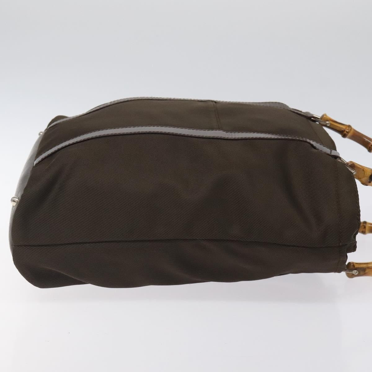 Gucci Vintage Bamboo Handle Tote Nylon, BROWN, NYLON, Tote bag