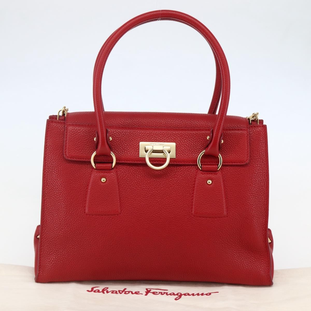 Salvatore Ferragamo Lotty Satchel Leather, RED, LEATHER, Handbag