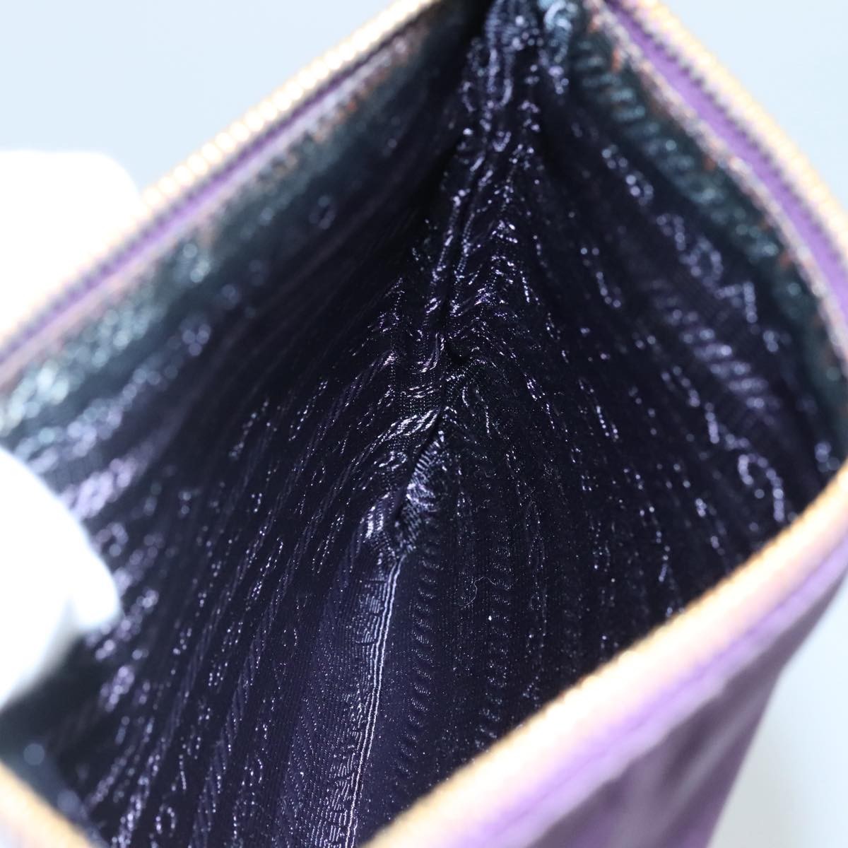 Prada Logo Zip Pouch Tessuto, PURPLE, NYLON, Clutche & pouche