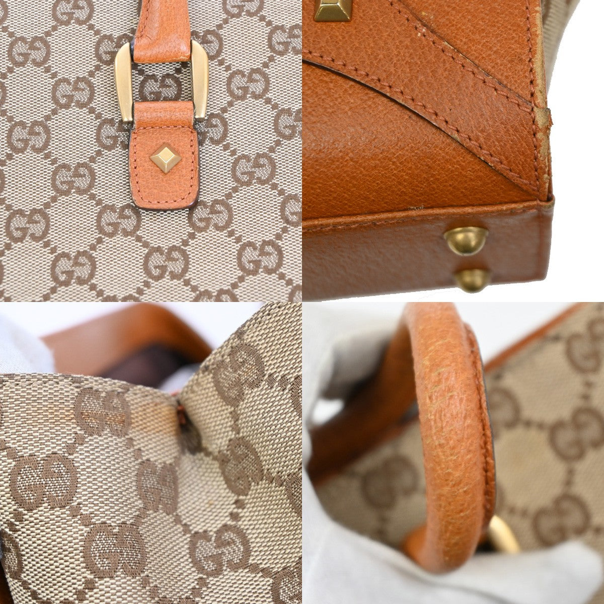 Gucci Nailhead Tote GG Canvas, BEIGE, CANVAS, Tote bag