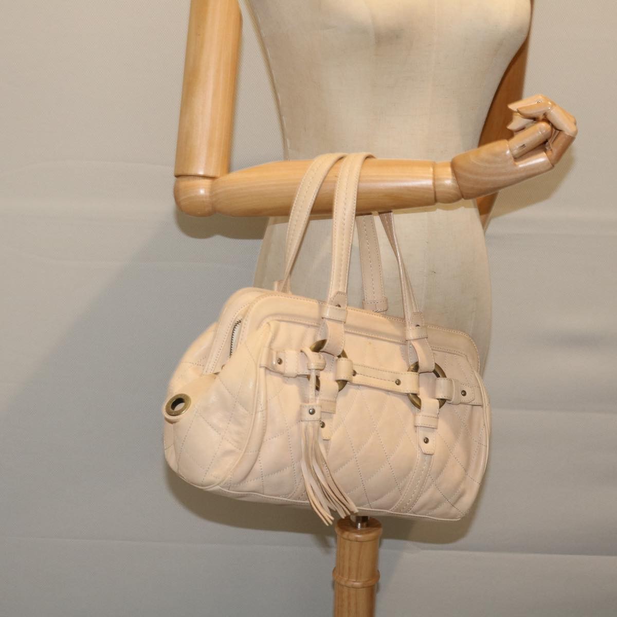 Bally Handbag Leather, ECRU, LEATHER, Handbag