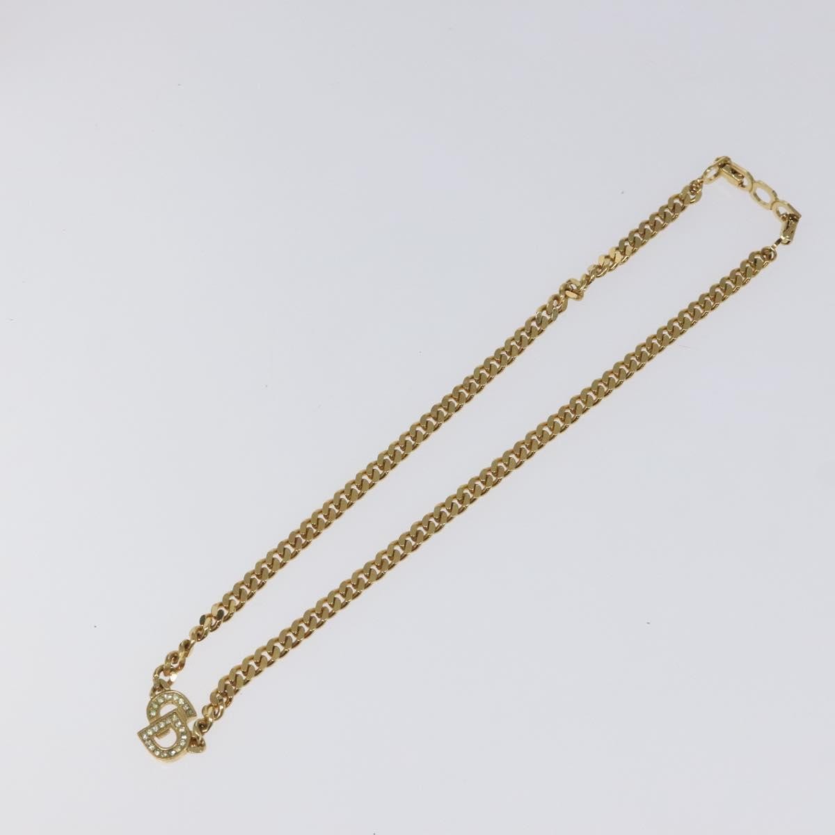 Christian Dior CD Pendant Necklace Metal and Crystals, GOLD, METAL, Necklace