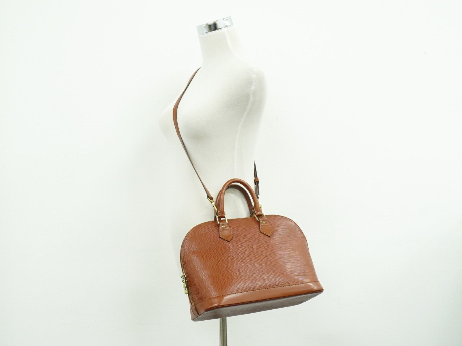 Louis Vuitton Alma Handbag Epi Leather, BROWN, LEATHER, Handbag