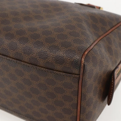 Celine Boston Bag Triomphe Coated Canvas, BROWN, CANVAS, Handbag