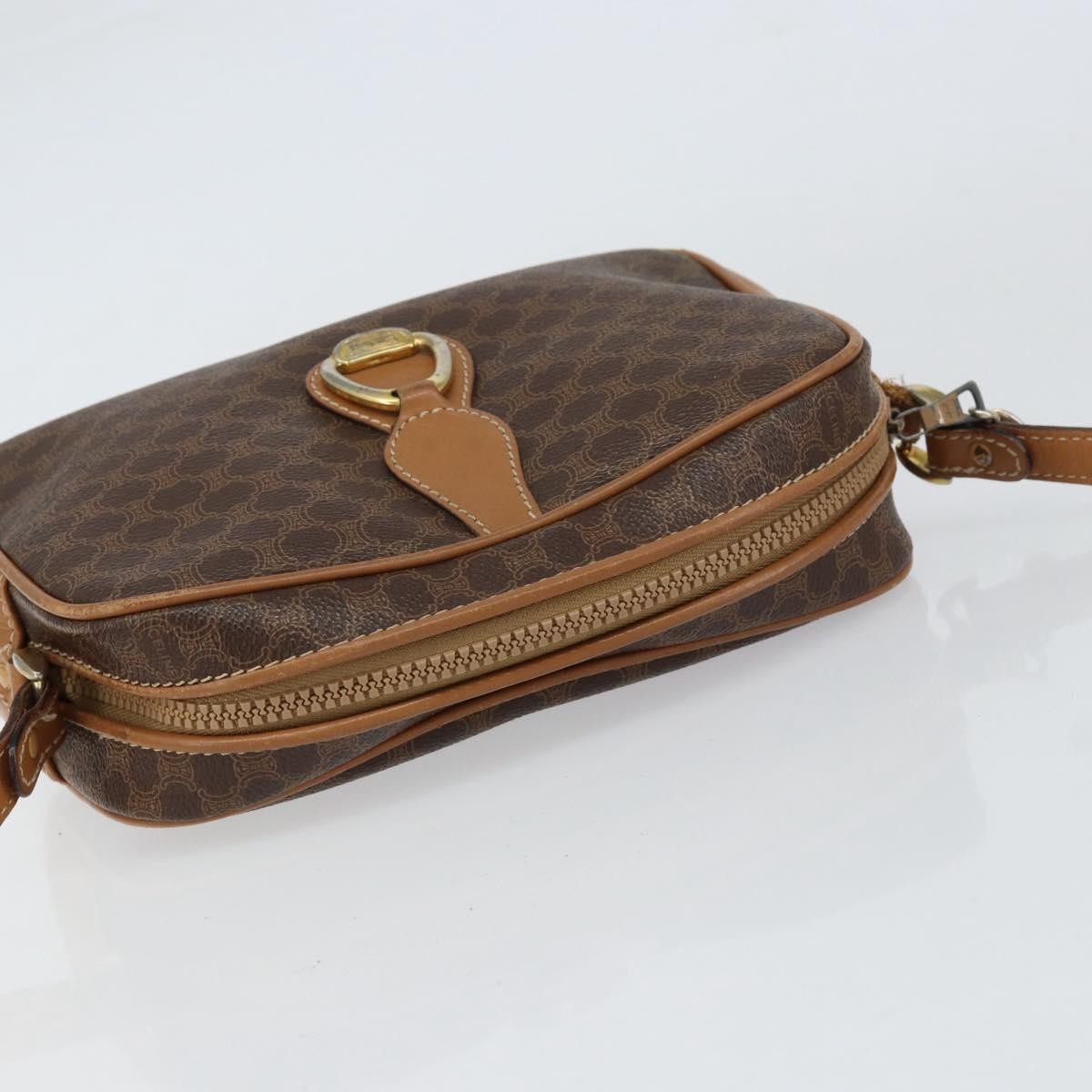 Celine Vintage Macadam Shoulder Bag Canvas and Leather, BROWN, CANVAS, Shoulder bag