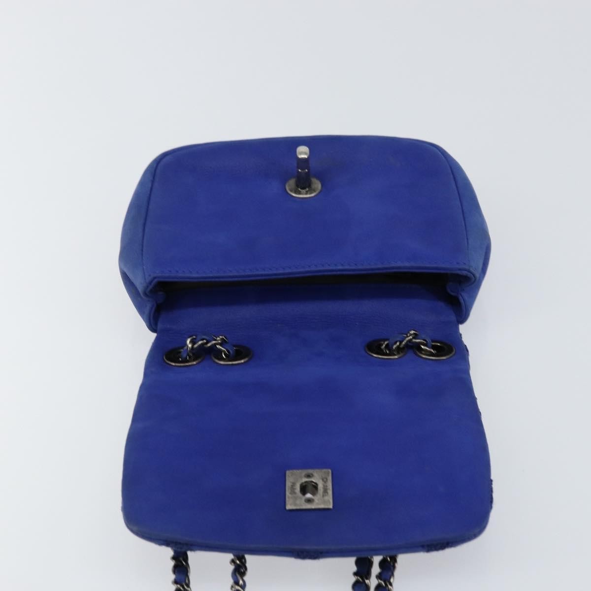 Chanel Diamond Stitch Chain Flap Bag Quilted Iridescent Calfskin, BLUE, LEATHER, Shoulder bag