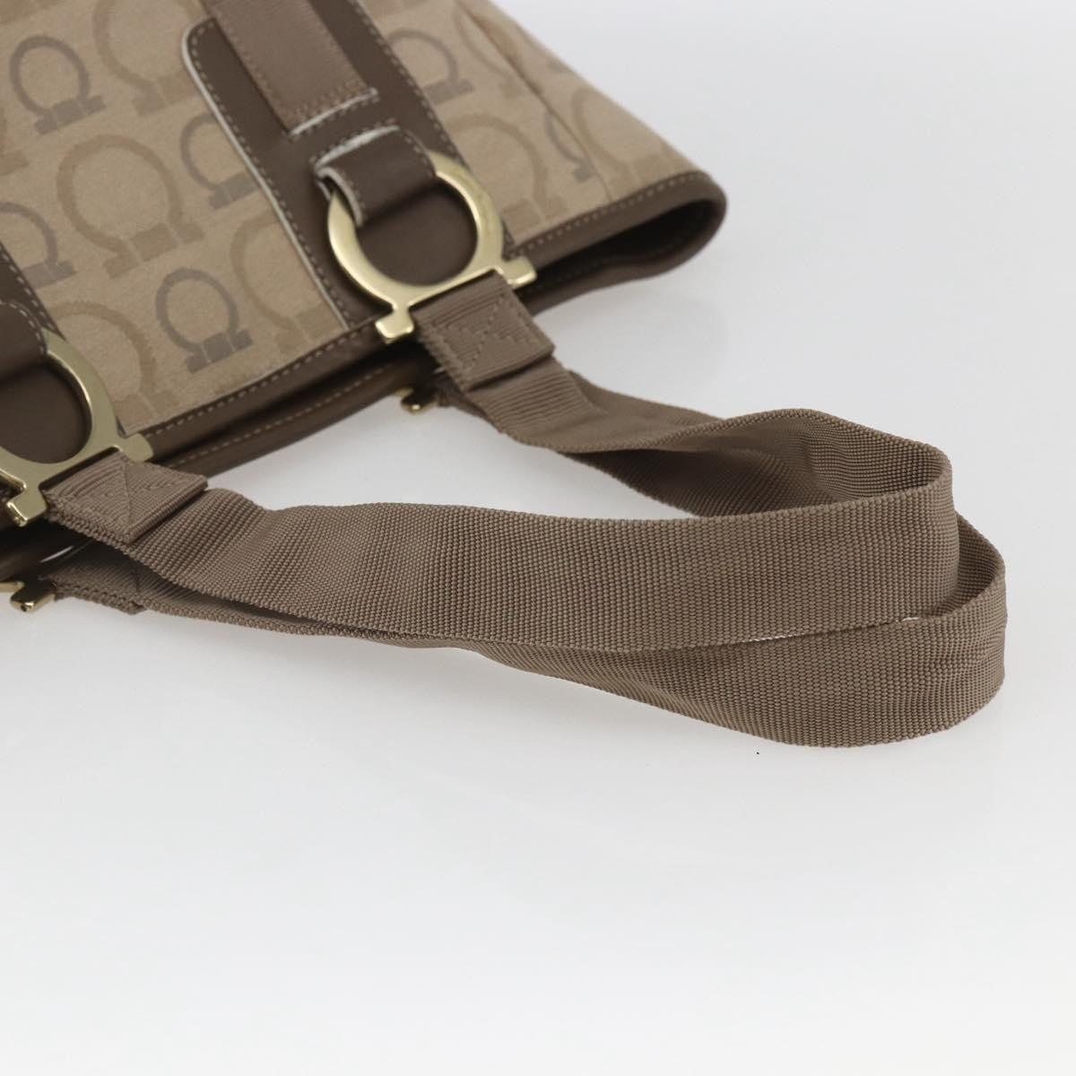 Salvatore Ferragamo Gancini Tote Gancini Canvas, BEIGE, CANVAS, Tote bag