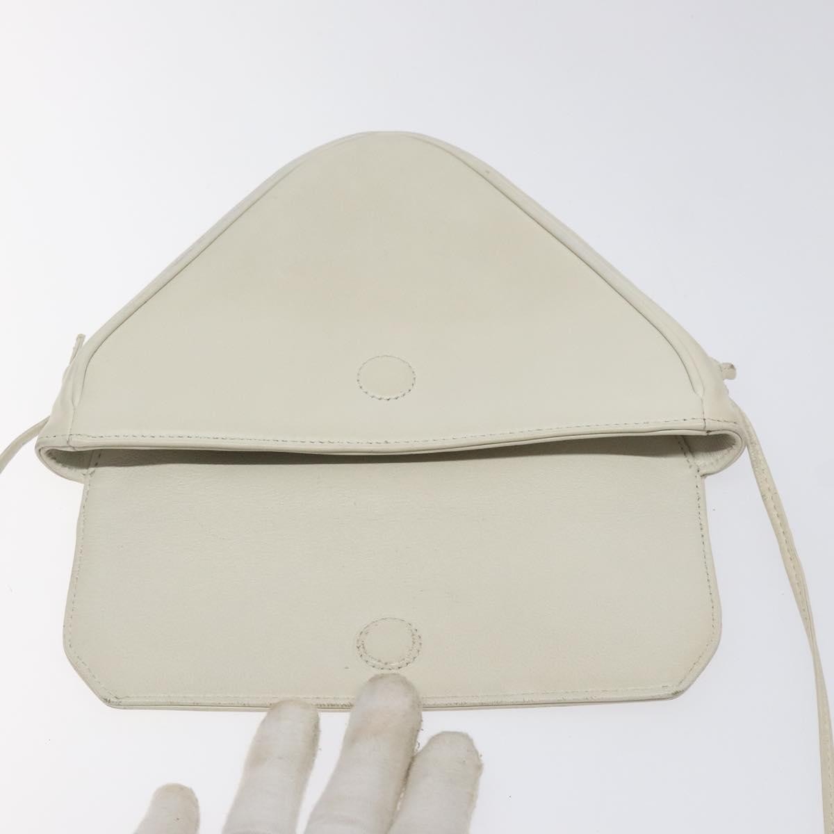 Celine Triangle Bag Leather, WHITE, LEATHER, Shoulder bag