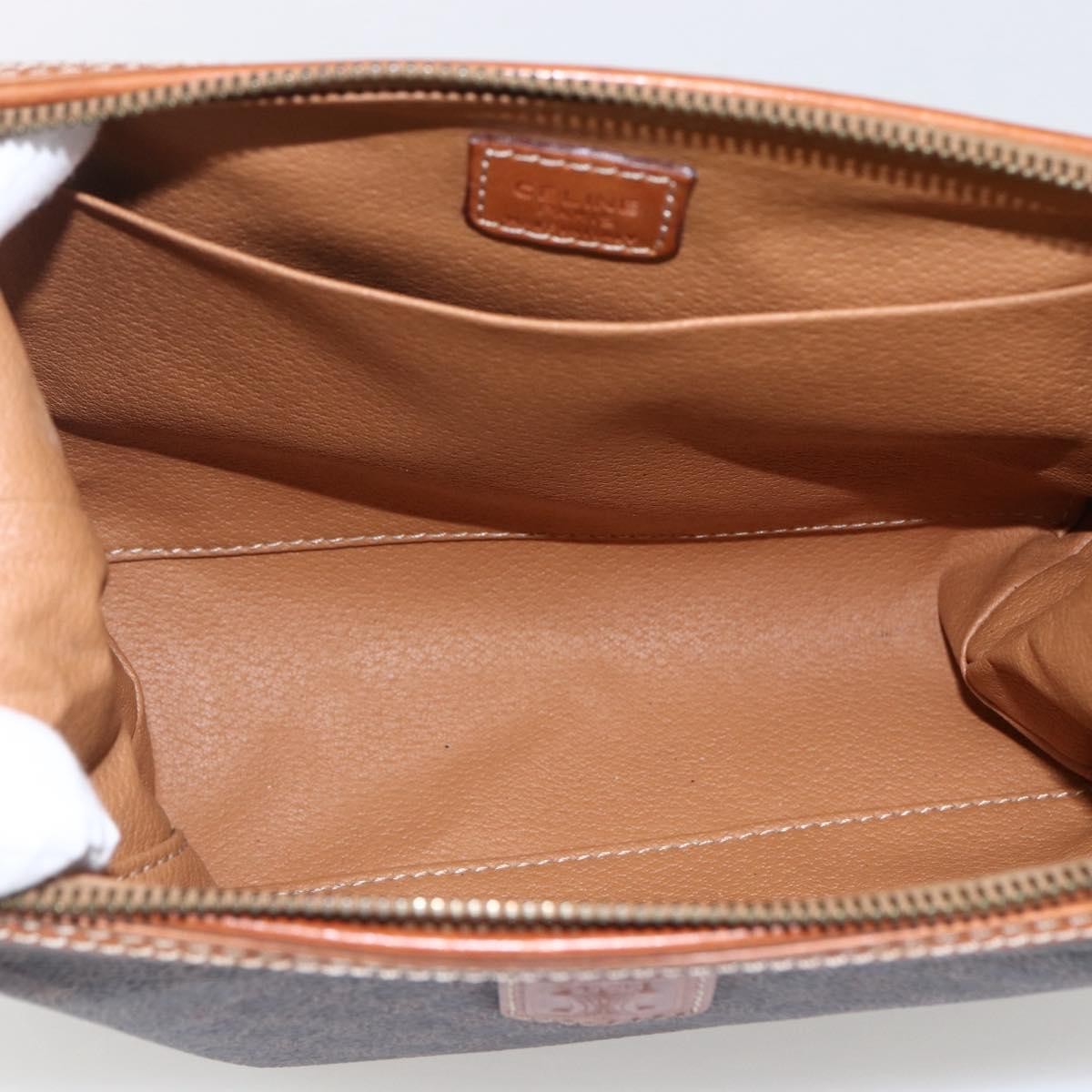 Celine Macadam Pochette Canvas and Leather, BROWN, CANVAS, Clutche & pouche