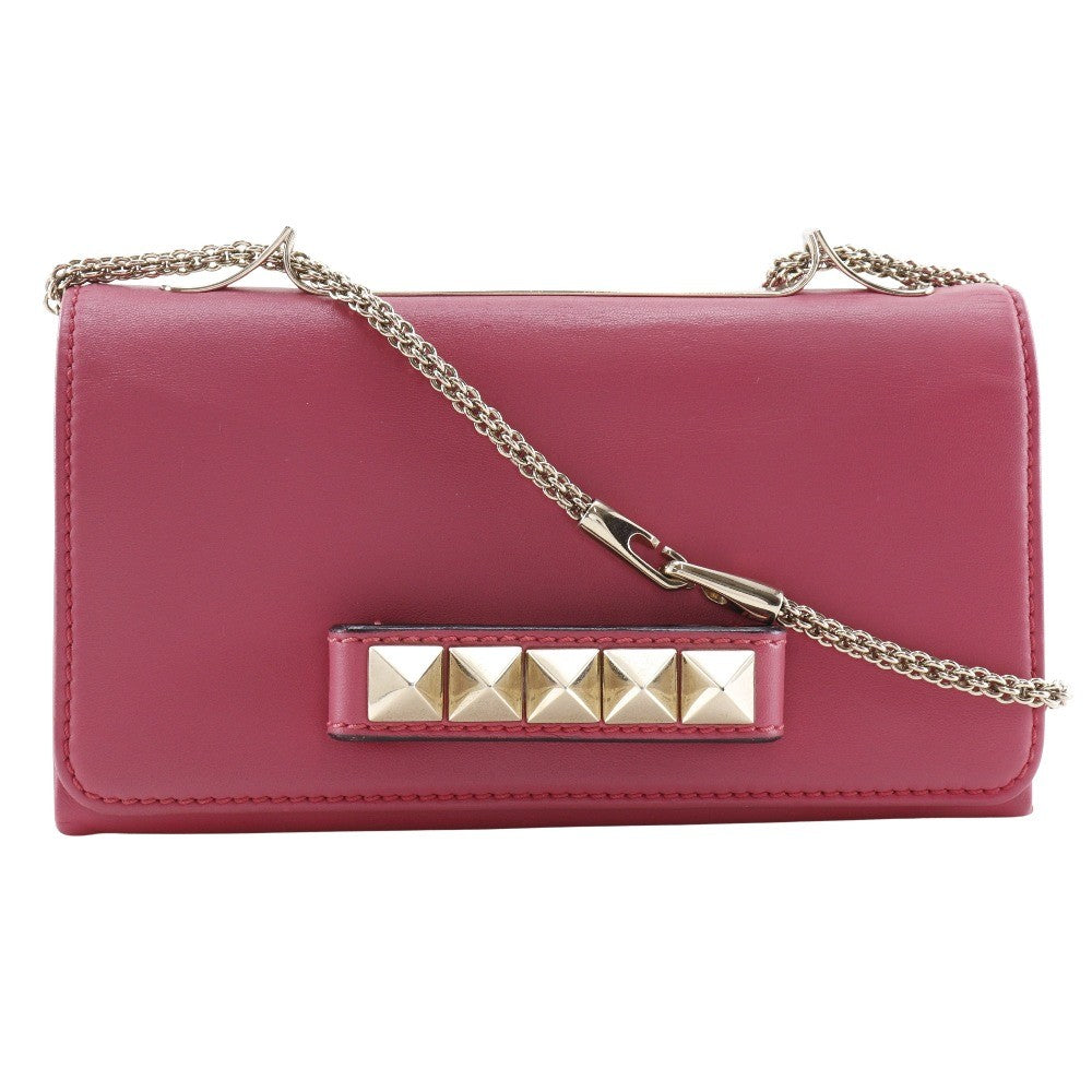 Valentino Garavani Va Va Voom Shoulder Bag Embellished Feathers and Leather, PINK, LEATHER, Shoulder bag