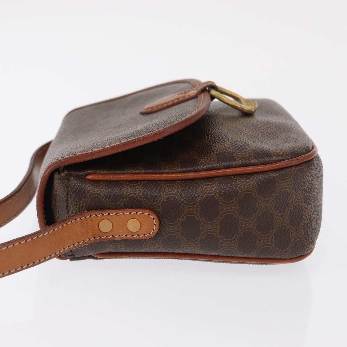 Celine Vintage Macadam Shoulder Bag Canvas and Leather, BROWN, CANVAS, Shoulder bag