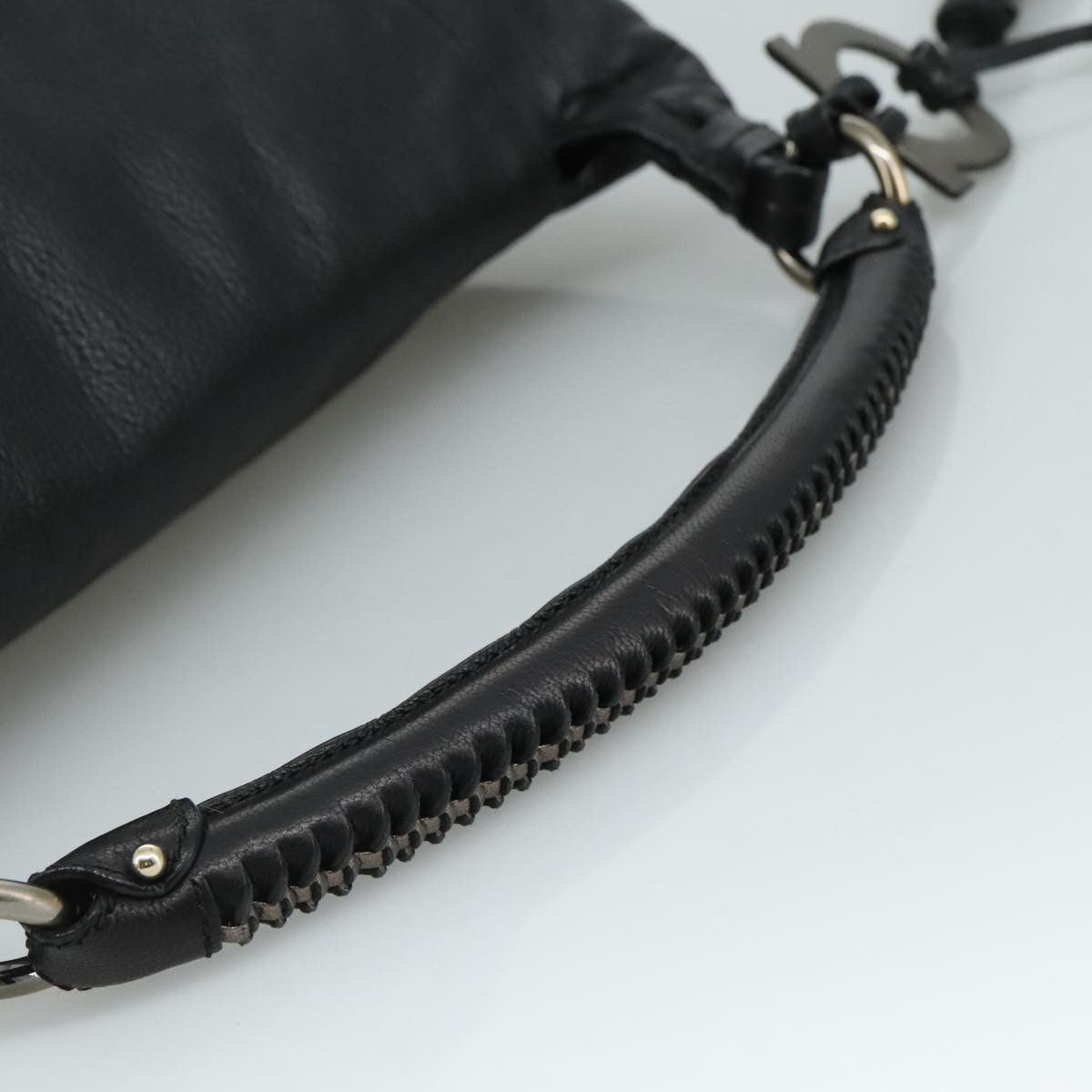 Salvatore Ferragamo Flap Handbag Leather, BLACK, LEATHER, Handbag