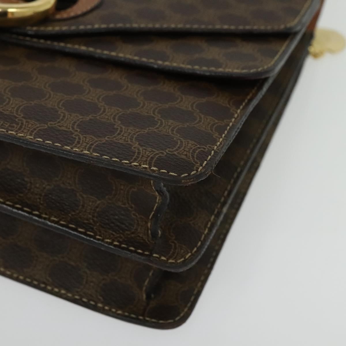 Celine Macadam Handbag Macadam with leather, BROWN, CANVAS, Handbag