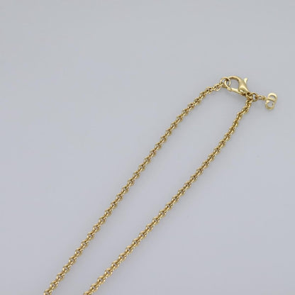 Christian Dior Logo Pendant Necklace Metal with Crystal, GOLD, METAL, Necklace