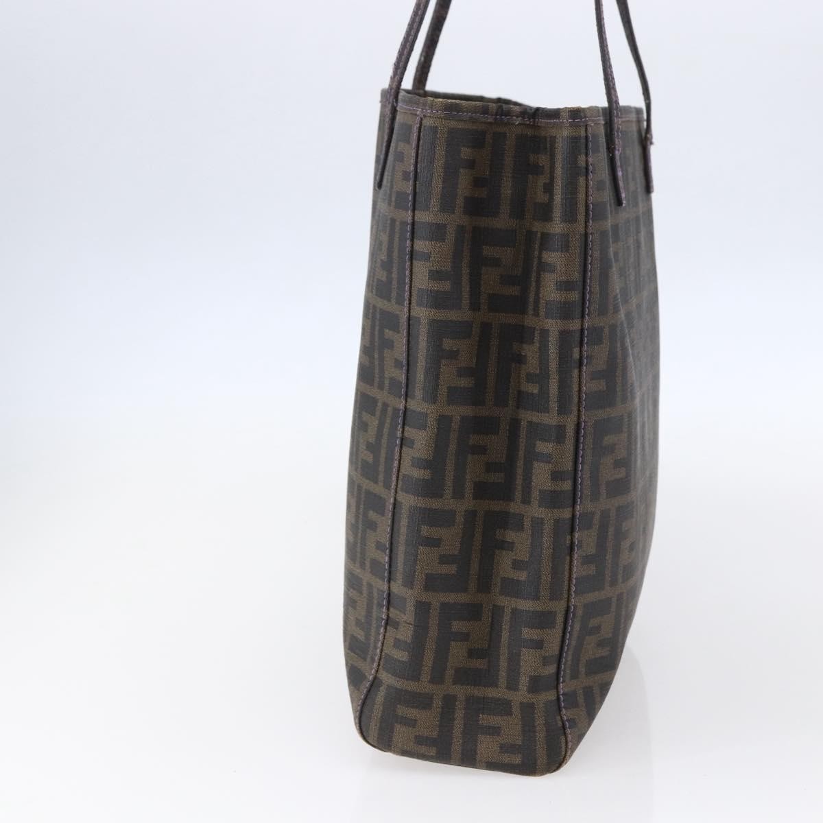 Fendi Compartment Shopping Tote Zucca Coated Canvas, BLACK, PVC, Tote bag