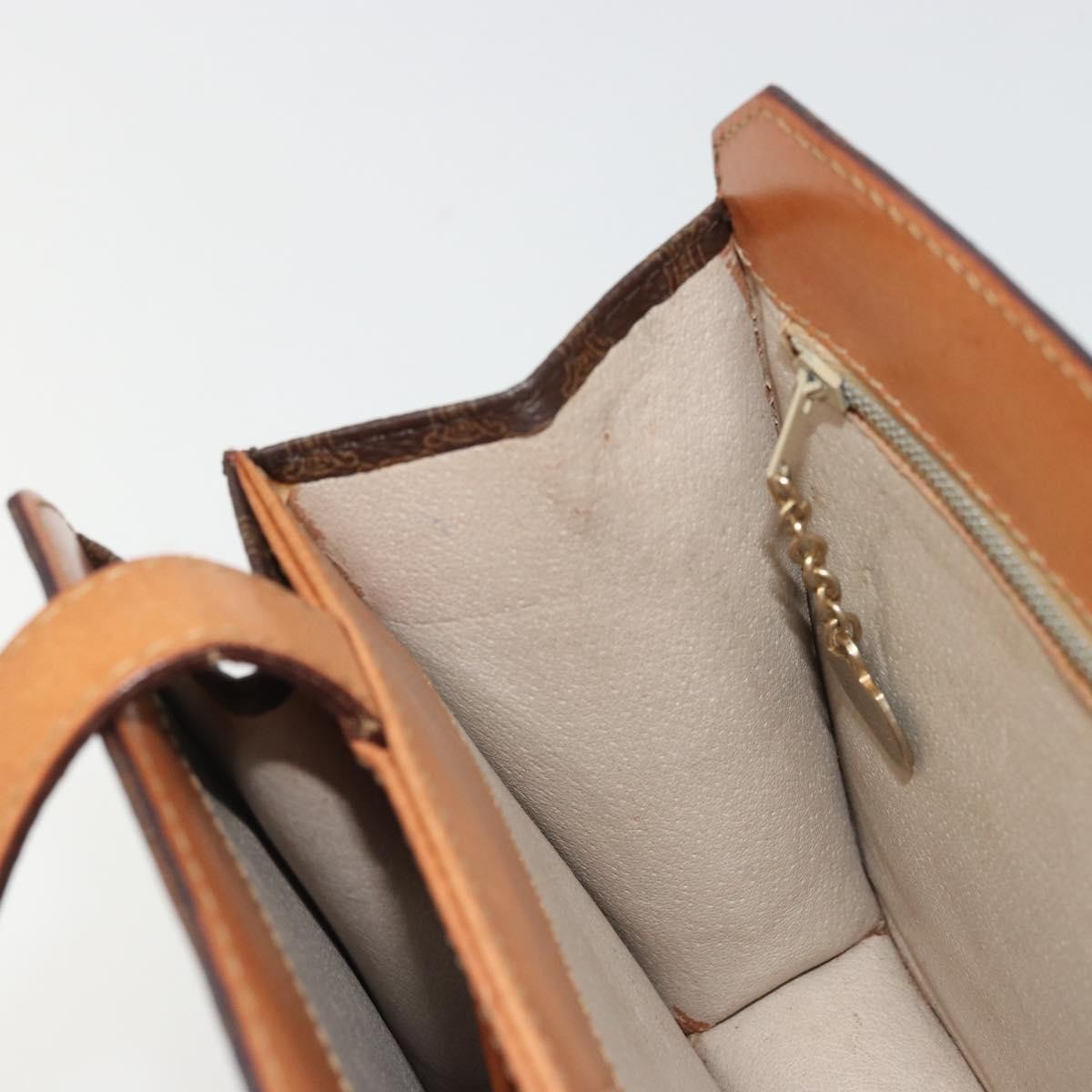 Celine Vintage Macadam Handbag Canvas, Brown, Canvas, Handbag