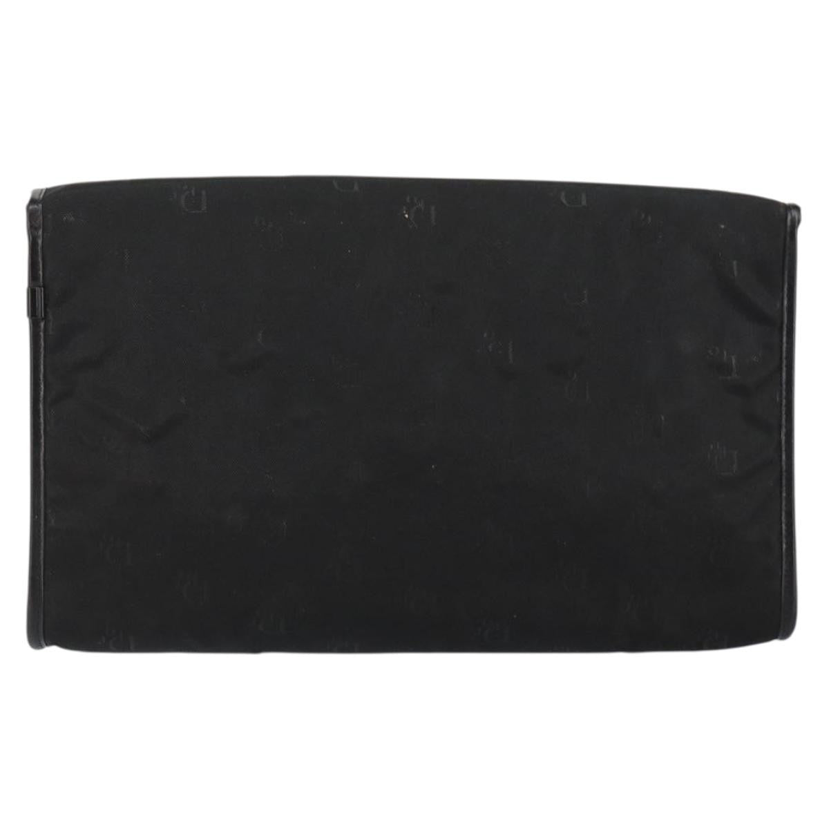 Christian Dior Vintage CD Chain Flap Shoulder Bag Diorissimo Canvas, Black, Nylon, Shoulder Bag