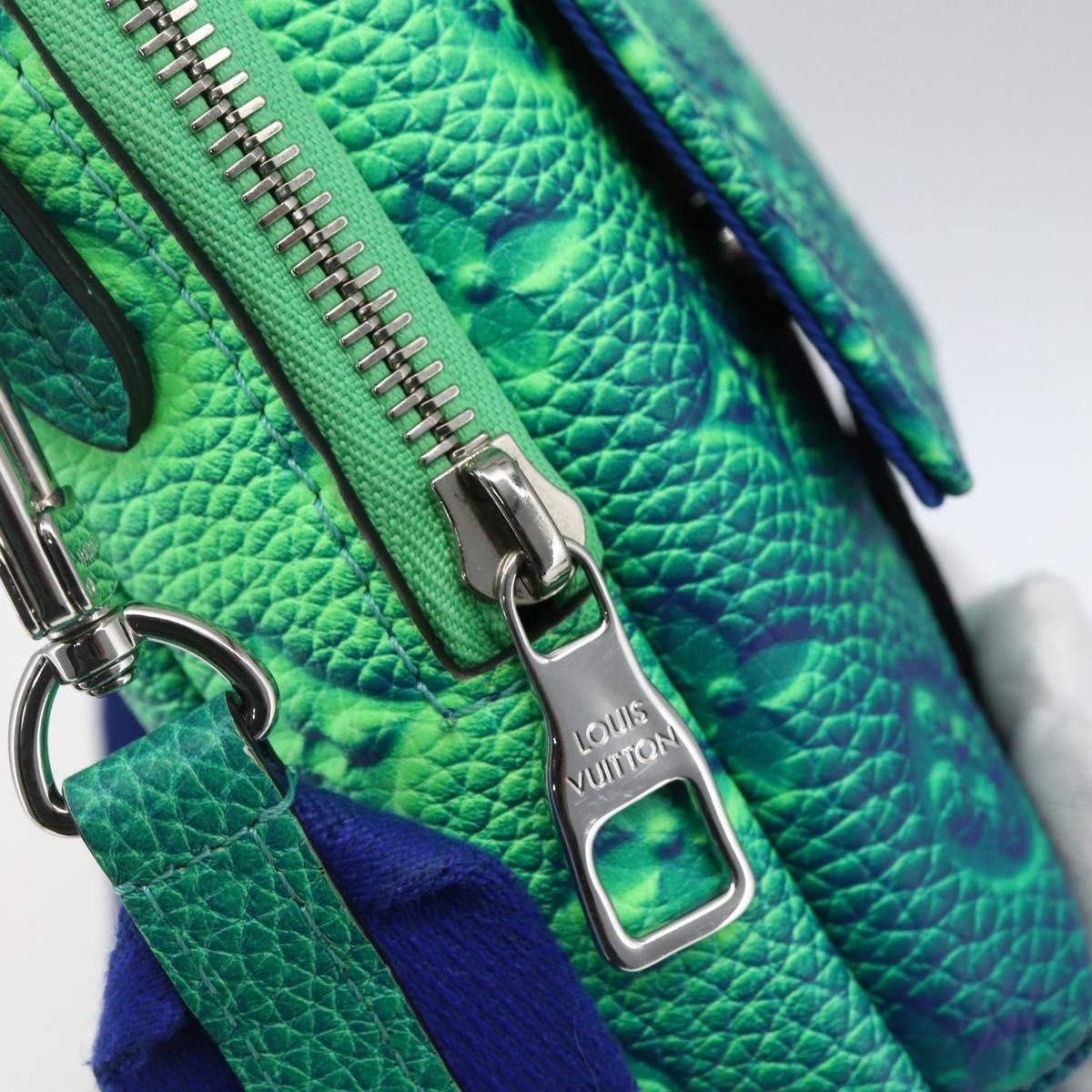 Louis Vuitton Double Phone Pouch NM Monogram Shadow Leather, Green, Leather, Clutch