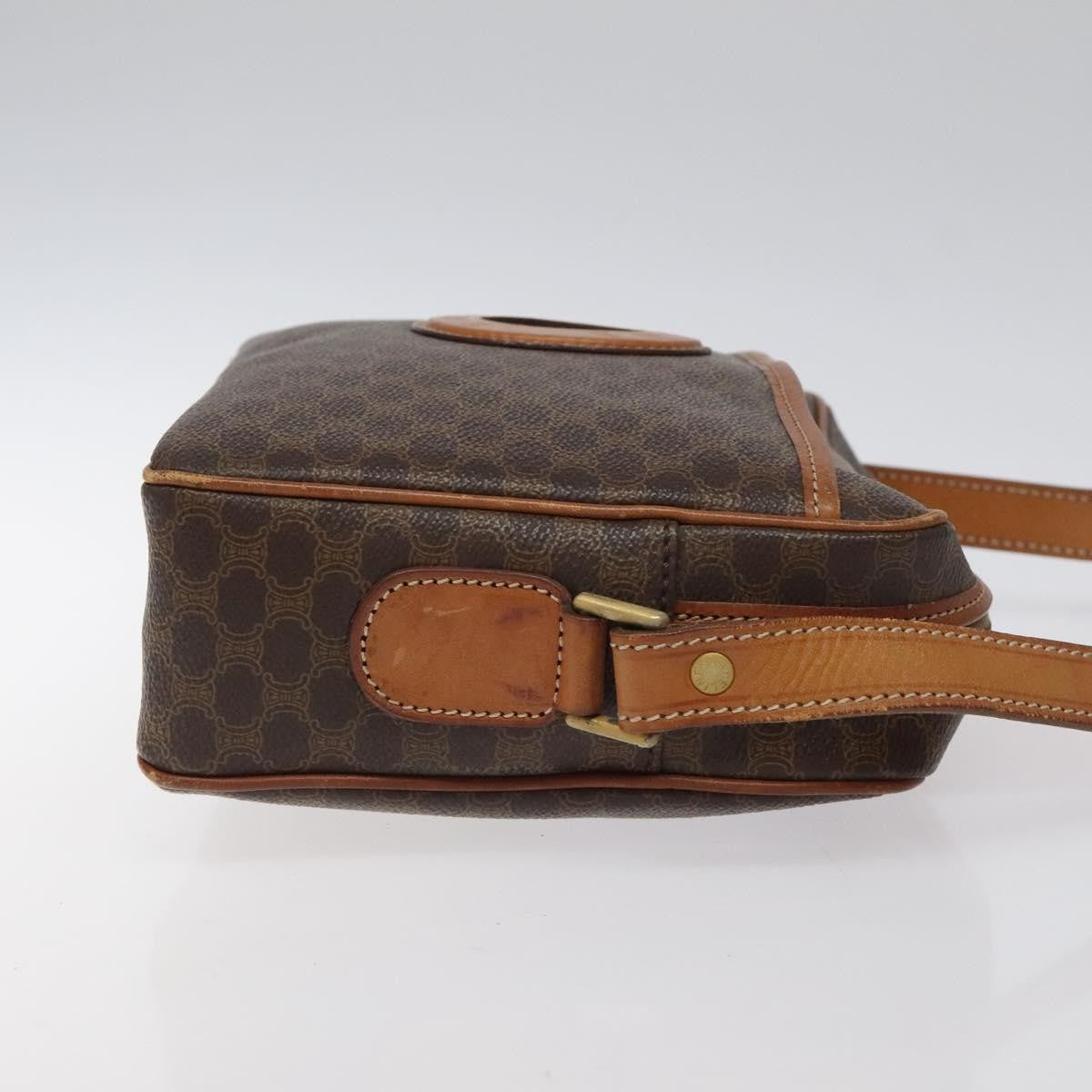Celine Vintage Macadam Shoulder Bag Canvas and Leather, Brown, Canvas, Shoulder Bag