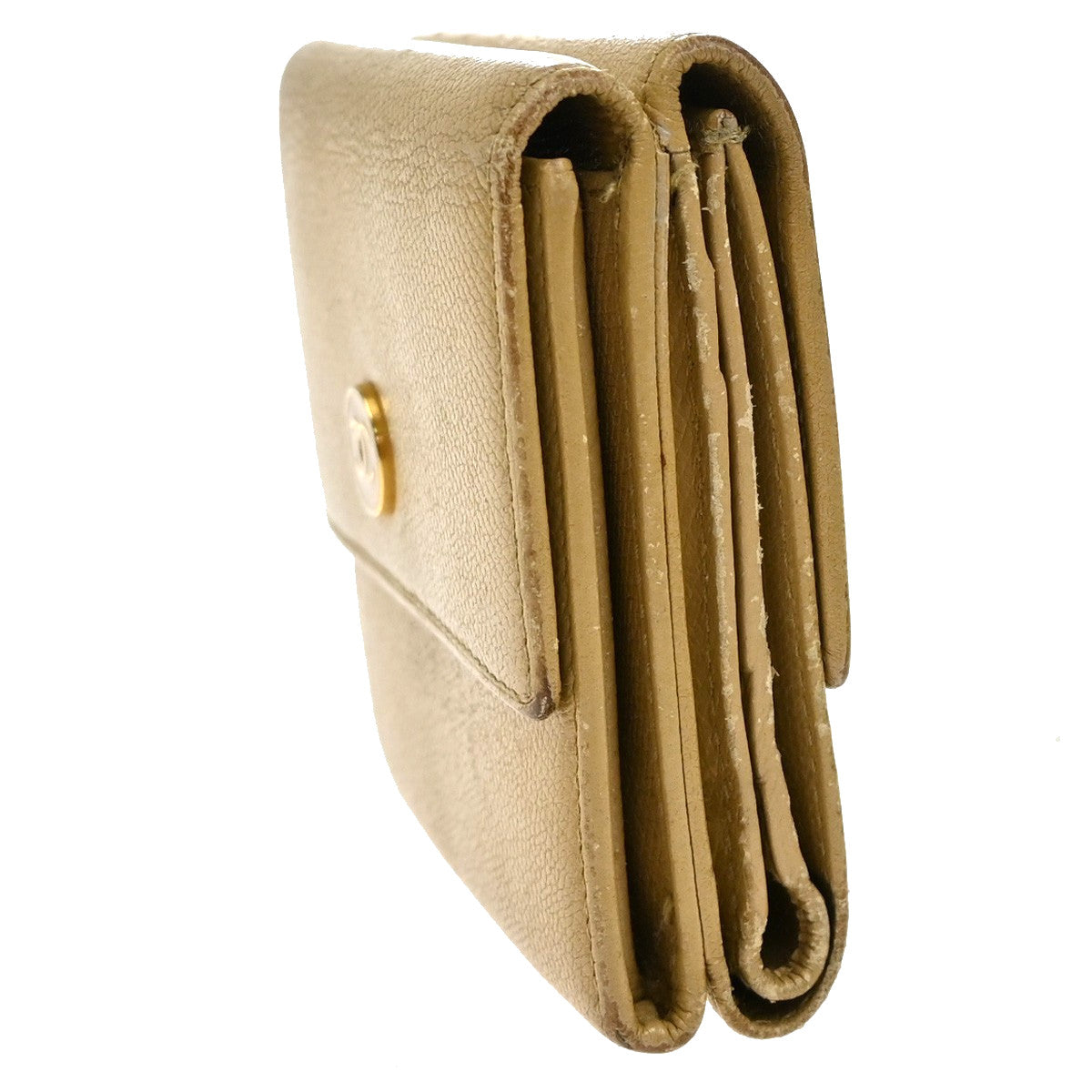 Chanel CC Trifold Flap Wallet Leather, BEIGE, LEATHER, Wallets