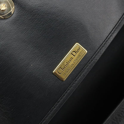 Christian Dior Vintage CD Flap Shoulder Bag Leather, BLACK, LEATHER, Shoulder bag