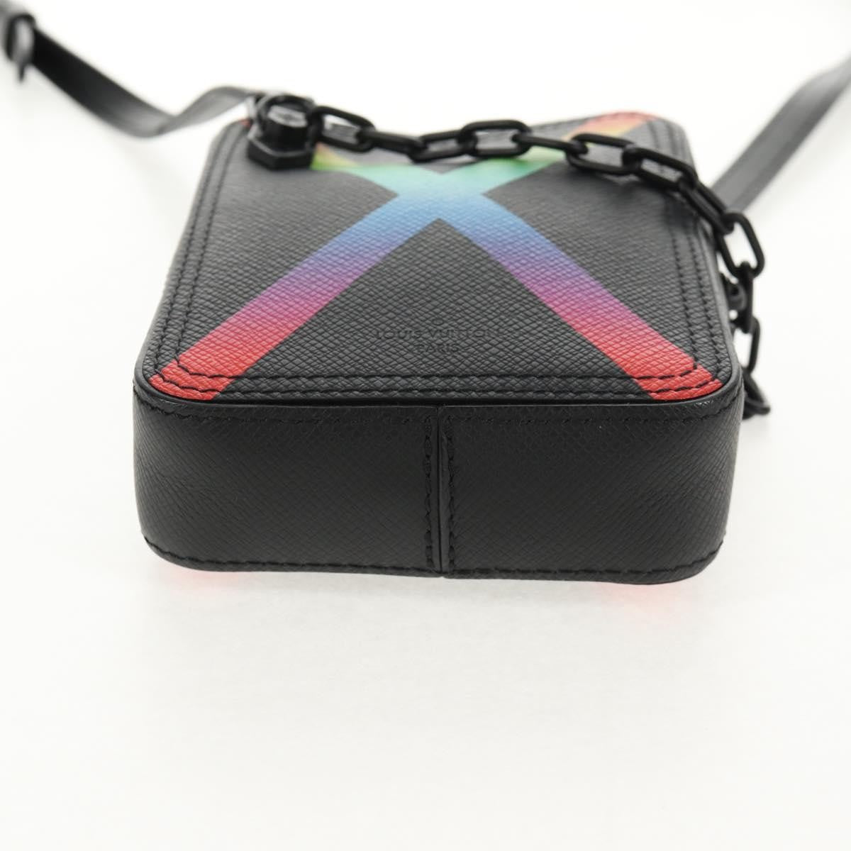 Louis Vuitton Danube Messenger Bag Rainbow Taiga Leather, BLACK, LEATHER, Crossbody bag