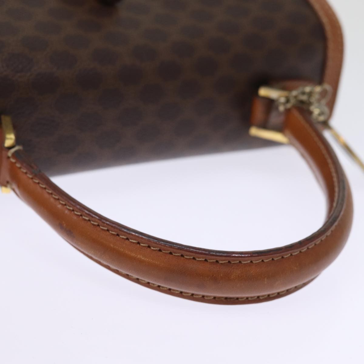 Celine Vintage Convertible Top Handle Bag Macadam Coated Canvas, BROWN, CANVAS, Handbag