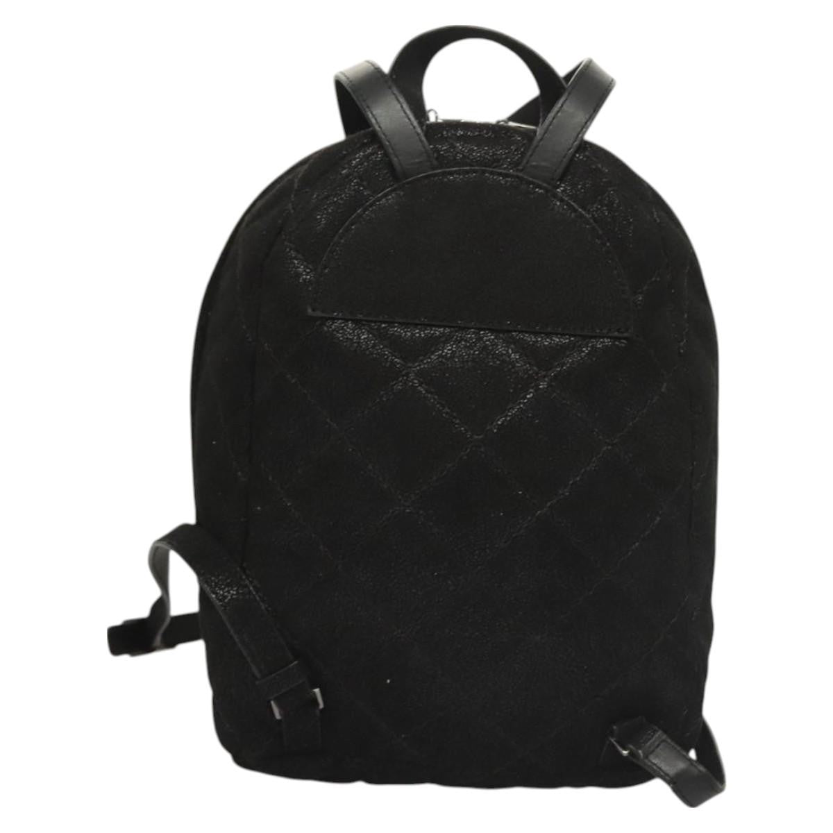 Stella McCartney Falabella Flap Pocket Backpack Shaggy Deer, BLACK, SUEDE, Backpack