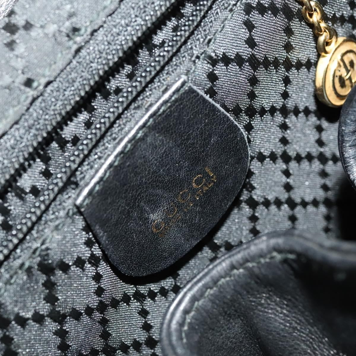 Gucci Vintage Bamboo Backpack Leather, Black, Leather, Backpack