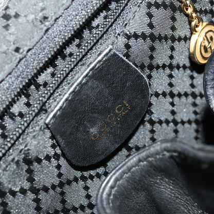 Gucci Vintage Bamboo Backpack Leather, Black, Leather, Backpack