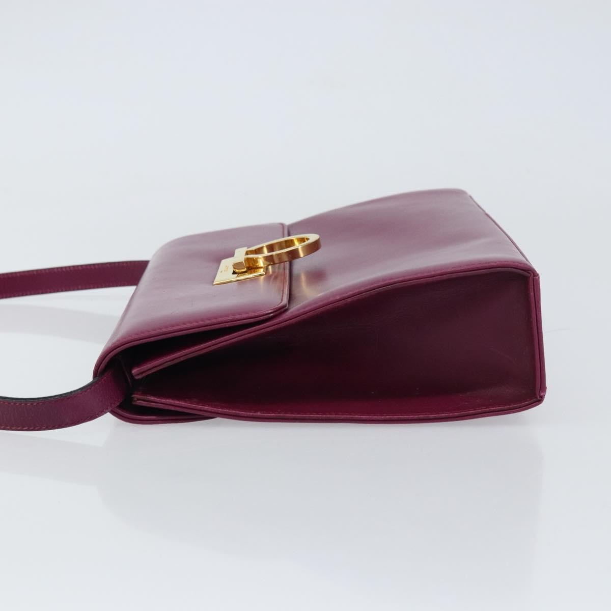 Salvatore Ferragamo Gancini Shoulder Bag Leather, PURPLE, LEATHER, Shoulder bag