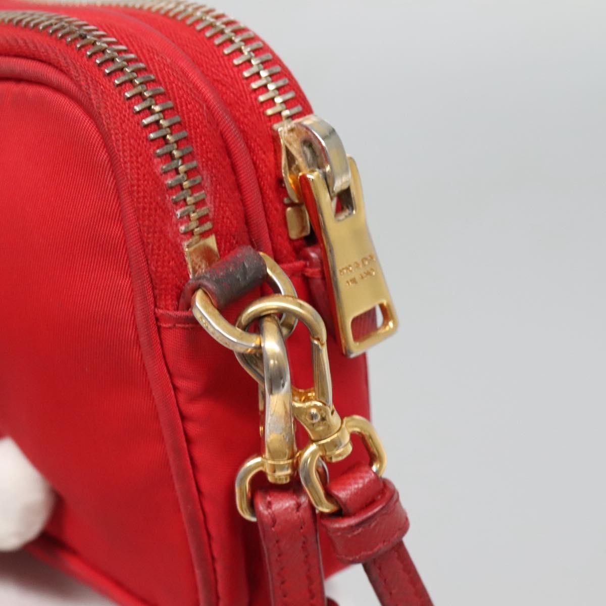 Prada Double Zip Shoulder Bag Nylon, RED, NYLON, Shoulder bag