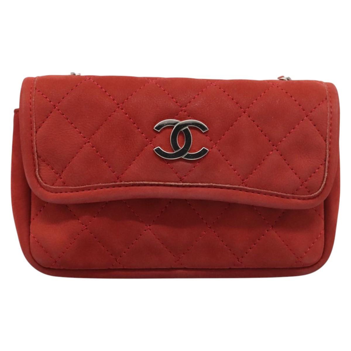 Chanel Natural Beauty Flap Bag Suede, RED, SUEDE, Shoulder bag