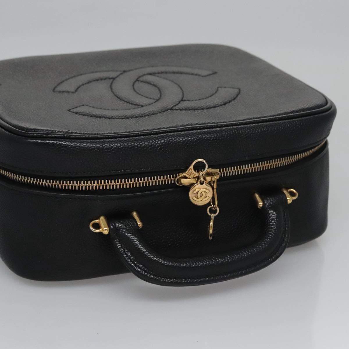 Chanel Vintage Timeless Zip Around Vanity Case Caviar, BLACK, LEATHER, Toiletry Case