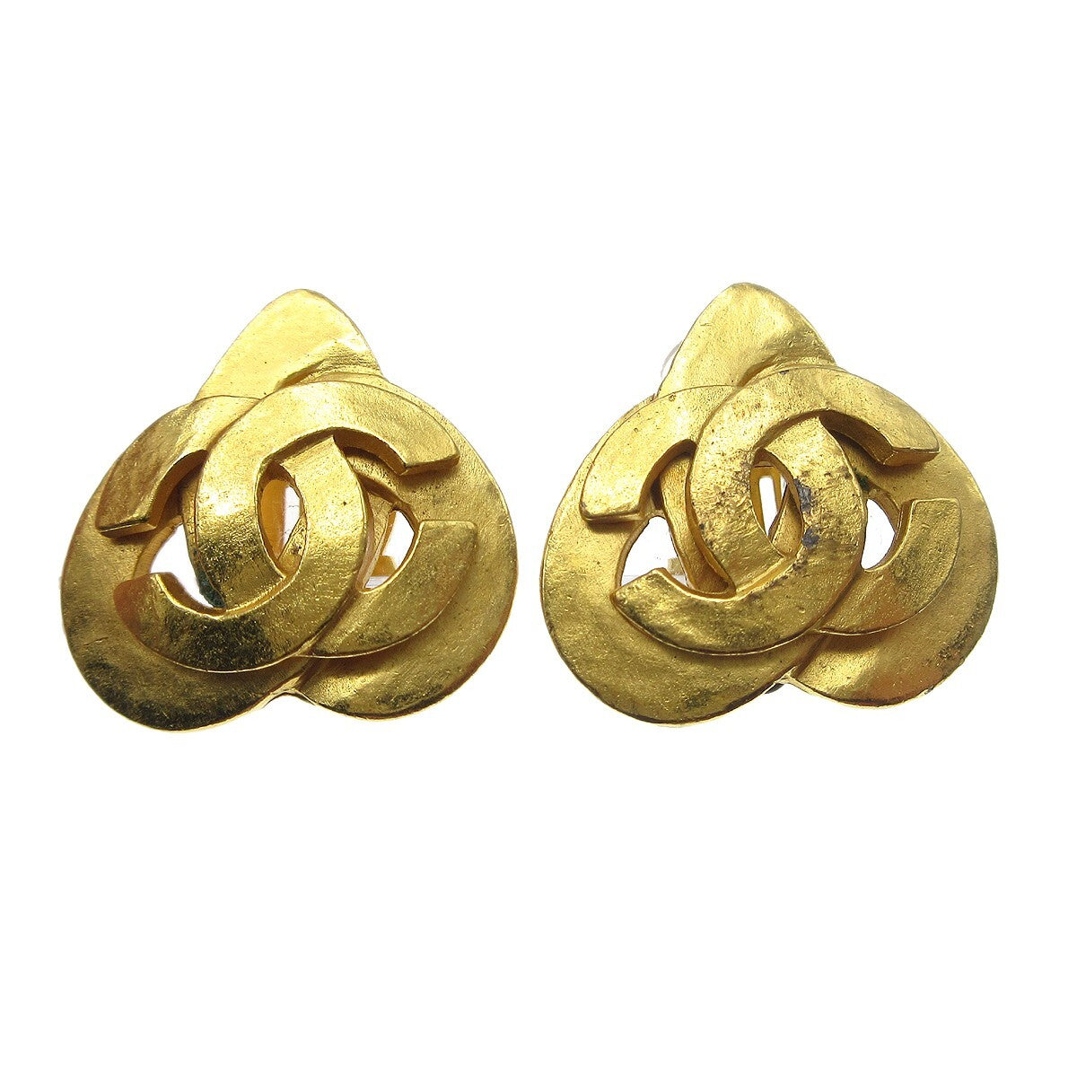 Chanel CC logo heart Gold-plated, GOLD, GOLD_PLATED, Earrings