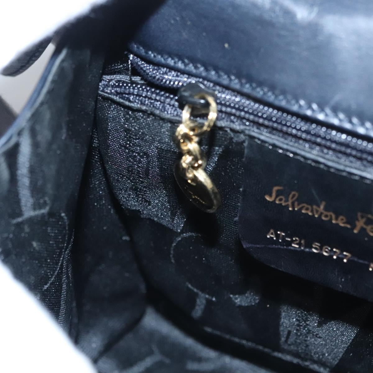 Salvatore Ferragamo Vintage Vara Bow Top Handle Bag Leather, NAVY, LEATHER, Handbag