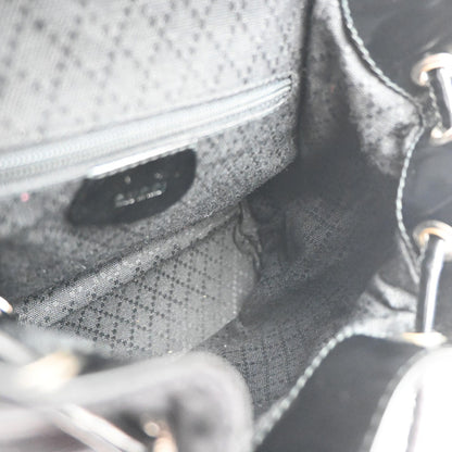 Gucci Vintage Bamboo Backpack Nylon and Patent Leather, BLACK, NYLON, Backpack