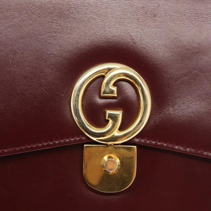 Gucci Vintage Handbag Leather, BURGUNDY, LEATHER, Handbag