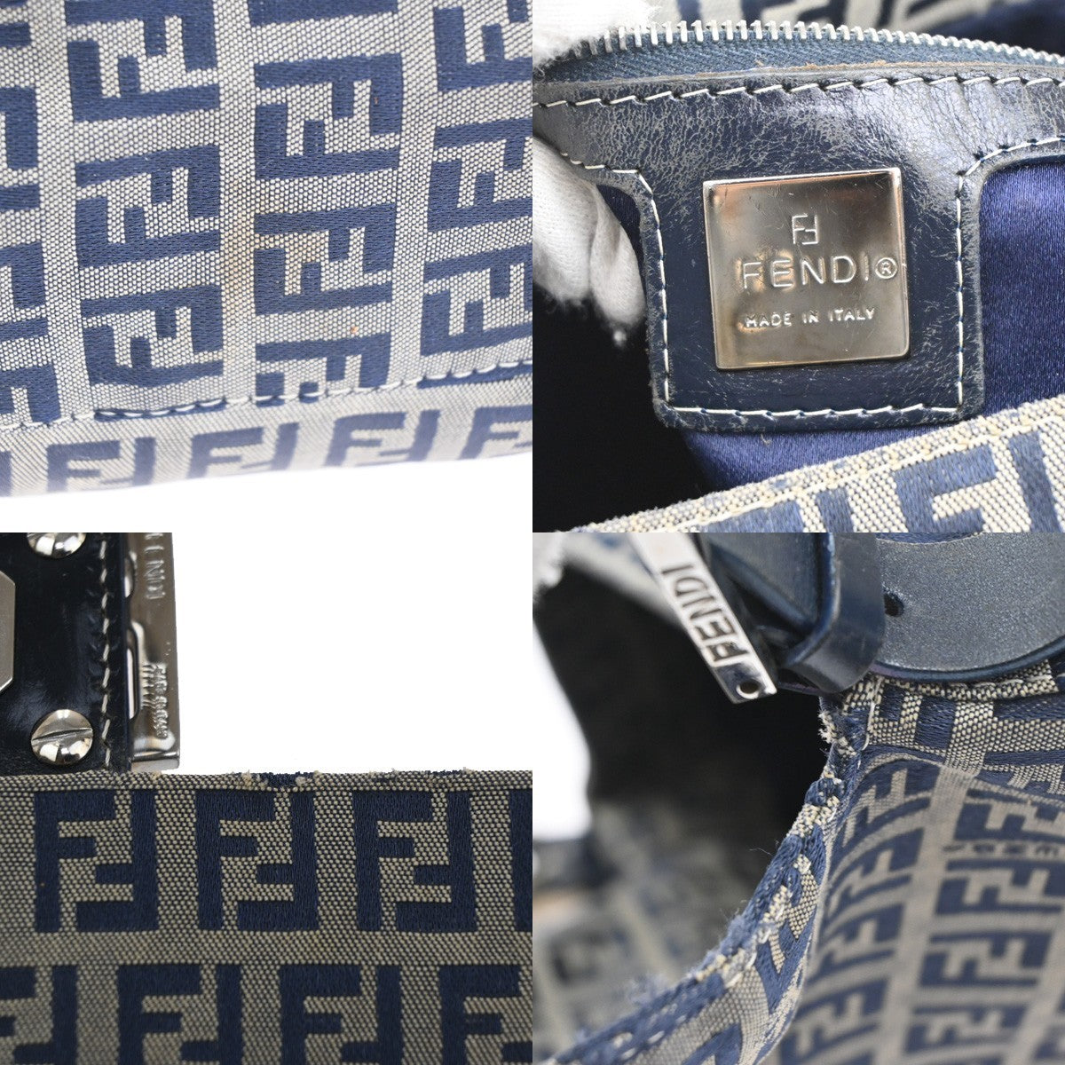 Fendi Mamma Baguette Zucca canvas, NAVY, CANVAS, Shoulder bag