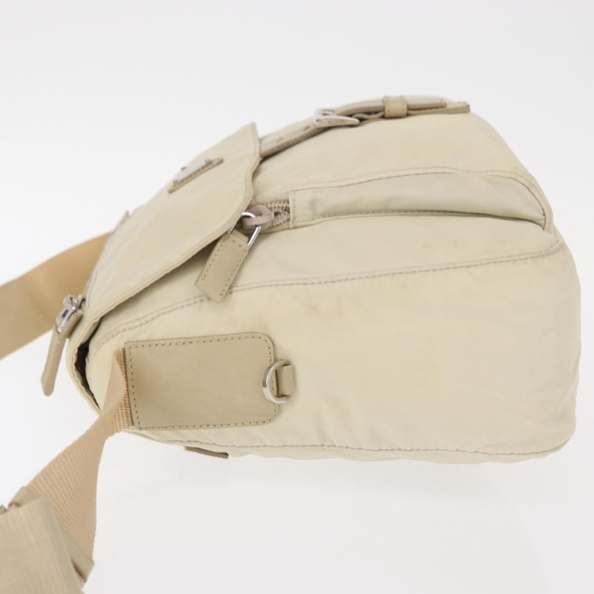 Prada Buckle Messenger Bag Tessuto, BEIGE, NYLON, Shoulder bag