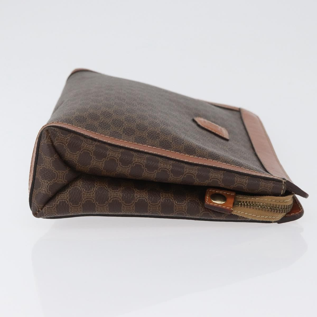 Celine Macadam Pochette Canvas and Leather, BROWN, CANVAS, Clutche & pouche