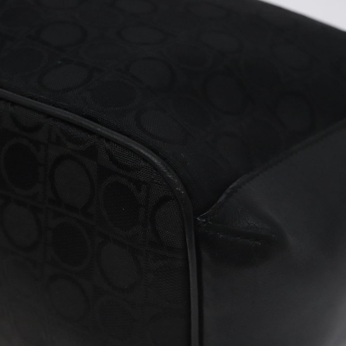 Salvatore Ferragamo Gancini Shoulder Bag Canvas, BLACK, CANVAS, Shoulder bag