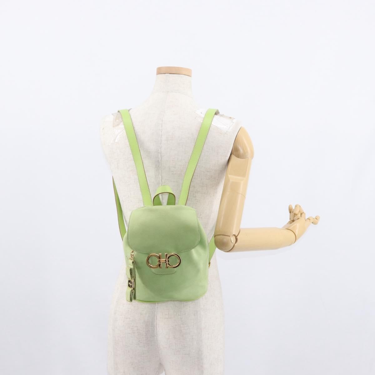 Salvatore Ferragamo Gancini Backpack Suede, GREEN, SUEDE, Backpack