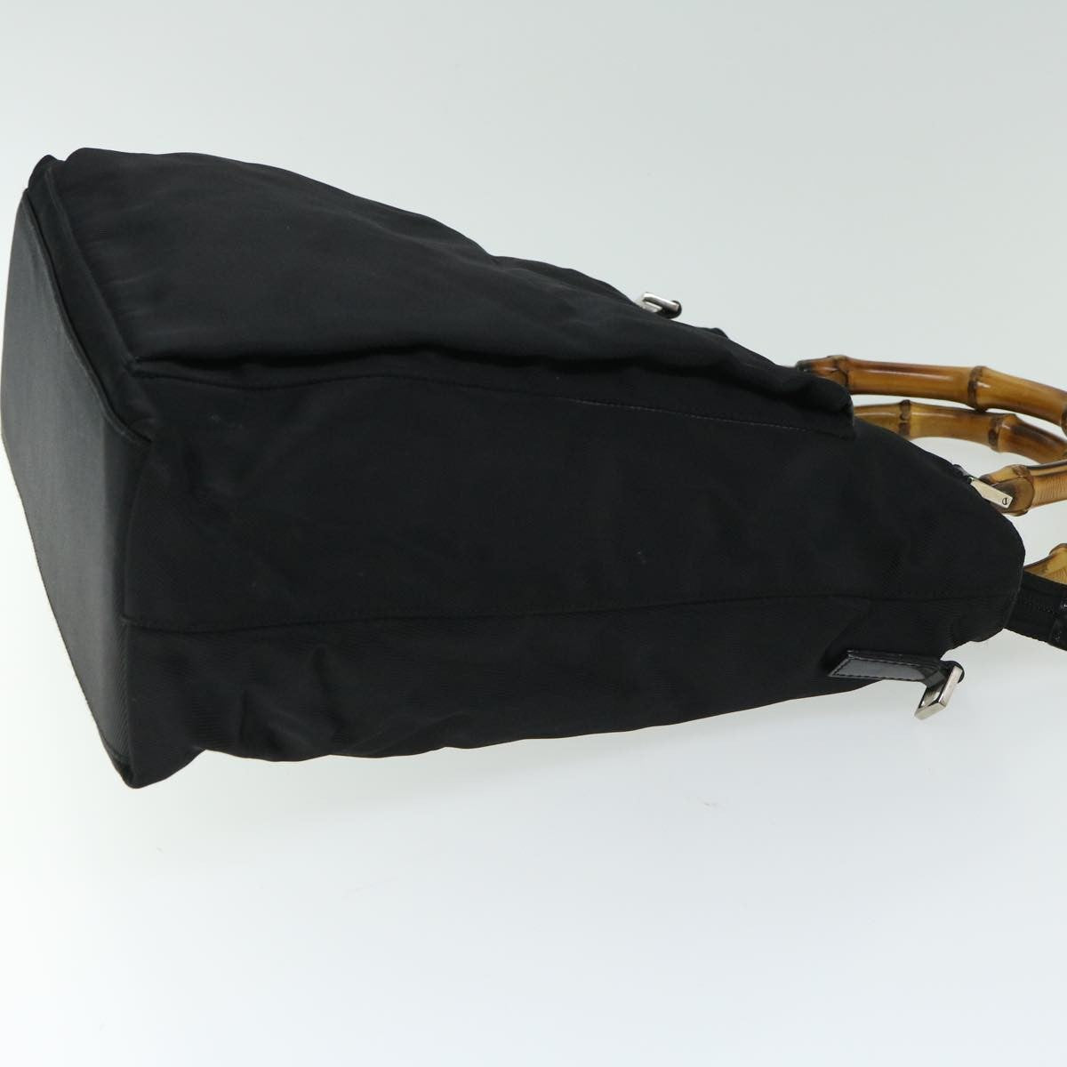 Gucci Vintage Bamboo Handle Bag Nylon, Black, Nylon, Tote Bag